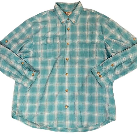 Duluth Trading Company Mens XL Teal Long Sleeve Performance Cloth Work Shirt - Picture 1 of 5